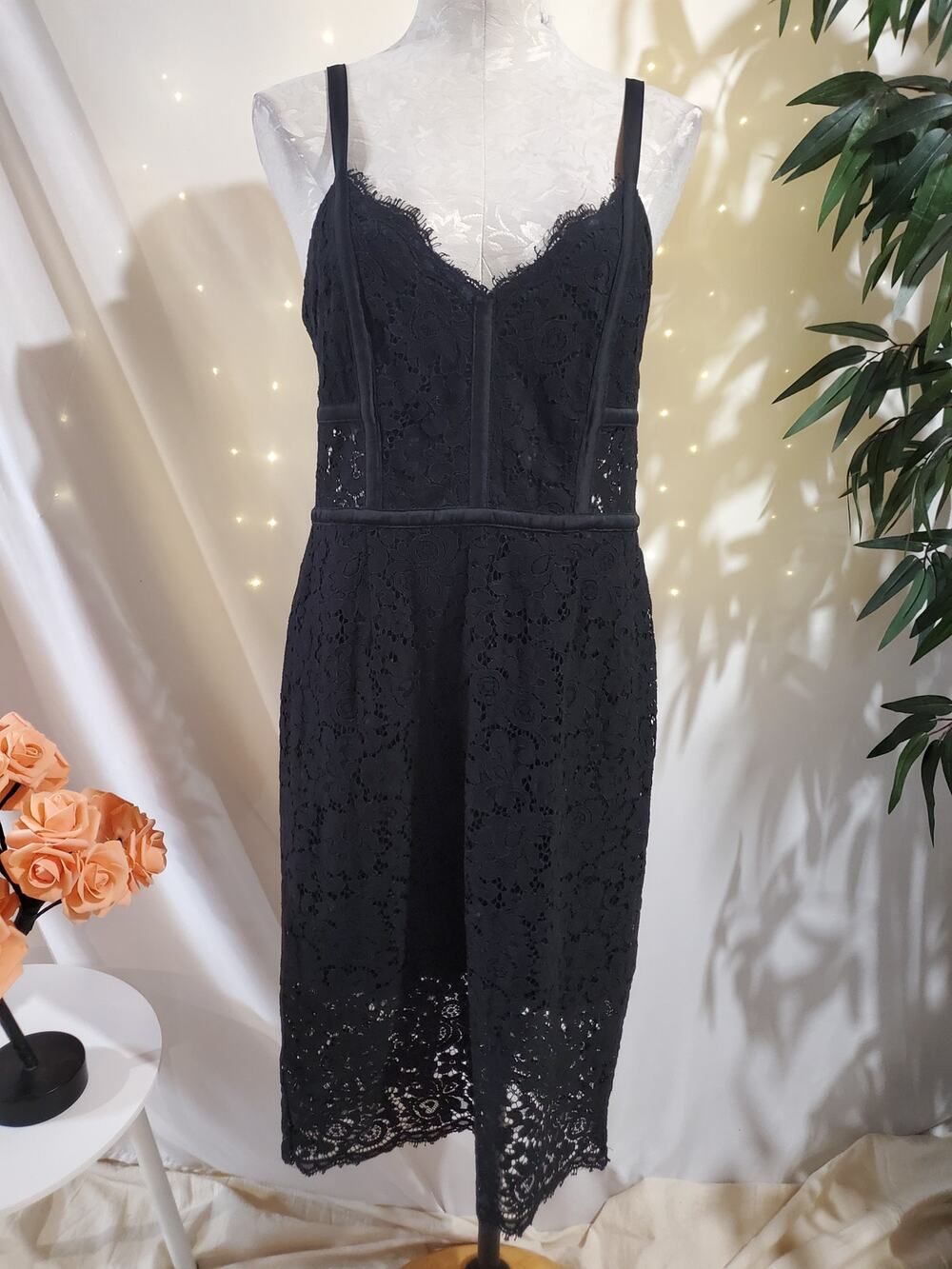Express Lace Sheer Waist Cutout Bodycon Dress Size 10 Whimsigoth Coquette Black